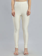 Load image into Gallery viewer, Go Colors Cream Nylon Stretch Shimmer Churidar
