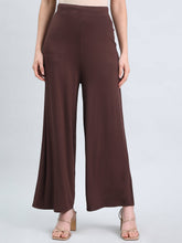 Load image into Gallery viewer, Go Colors Dark Brown Viscose Knit Palazzo
