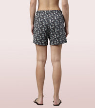 Load image into Gallery viewer, Enamor Drawstring Mid Thigh Length Mid Rise Basic Shorts - Relaxed Fit, Super Soft Cotton - E062 (Whispy Aop Bluecombo)
