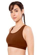 Load image into Gallery viewer, Amante Energize Medium Impact Round Neck Sports Bra - Potting Soil 98701
