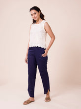 Load image into Gallery viewer, Go Colors Navy Cotton Stretch Dhoti Pant
