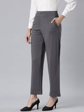 Load image into Gallery viewer, Go Colors Silver Grey Roma Ponte Wide Pants
