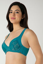 Load image into Gallery viewer, Amante Glam Padded Non-Wired Plunge Bra - Deep Lagoon 05501
