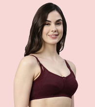 Load image into Gallery viewer, Enamor Eco-Melange MT02 Sectioned Lift and Support Cotton Nursing Bra for Women- High Coverage, Non Padded and Wirefree - Grape Wine
