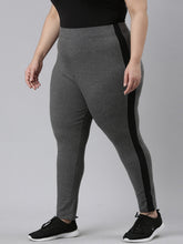 Load image into Gallery viewer, Go Colors Antra Melanges Cotton Stretch Side Stripes Active Leggings
