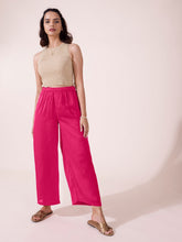 Load image into Gallery viewer, Go Colors Dark Rose Polyester Shiny Palazzo

