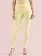 Load image into Gallery viewer, Go Colors Butter Yellow Cotton Stretch Ankle Length Leggings
