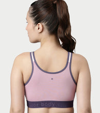 Load image into Gallery viewer, Enamor Innovations Antimicrobial, Side Shaper, Women's Cotton Medium Impact Sports Bra -  Fixed cup, Non-Padded, Wirefree, High Coverage - SB28 (Parfait Pink)
