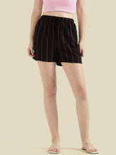 Load image into Gallery viewer, Go Colors Black Woven Viscose Printed Lounge Shorts
