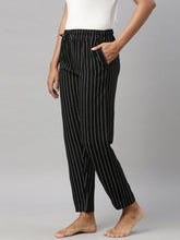 Load image into Gallery viewer, Go Colors Black Woven Viscose Printed Lounge Pants
