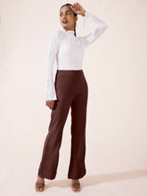 Load image into Gallery viewer, Go Colors Dark Brown Roma Ponte Flared Pant
