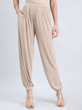 Load image into Gallery viewer, Go Colors Dark Beige Viscose Stretch Harems
