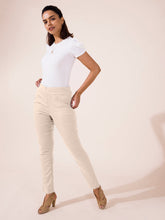Load image into Gallery viewer, Go Colors Light Beige Linen Pencil Pant
