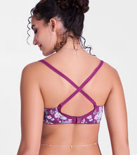 Load image into Gallery viewer, Enamor Innovations  Ecolite, smoother Perfect Lift Women's T-Shirt Bra - Padded, Wirefree, High Coverage  - F165 (Damask Plum Print)
