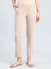 Load image into Gallery viewer, Go Colors Dark Beige Cotton Stretch Kurti Pants
