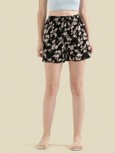 Load image into Gallery viewer, Go Colors Black Woven Viscose Printed Lounge Shorts
