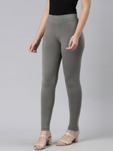Load image into Gallery viewer, Go Colors Medium Grey Cotton Stretch Ankle Length Leggings
