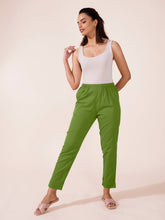 Load image into Gallery viewer, Go Colors Pista Green Cotton Pencil Pant
