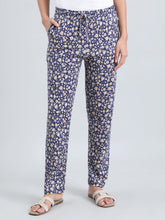 Load image into Gallery viewer, Go Colors Navy Cotton Knit Printed Lounge Pants
