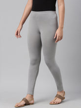 Load image into Gallery viewer, Go Colors Ebony Grey Cotton Stretch Ankle Length Leggings
