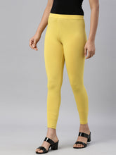 Load image into Gallery viewer, Go Colors Light Lime Cotton Stretch Ankle Length Leggings
