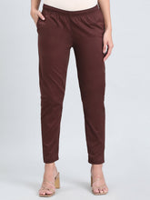 Load image into Gallery viewer, Go Colors Dark Brown Cotton Cambric Cotton Pants
