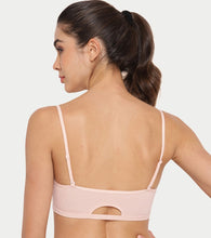 Load image into Gallery viewer, Enamor Moulded Double Layer Front Women's Cotton Cami Bra - Detachable Slim Straps with Back Keyhole, Non Padded, Wirefree, High Coverage - A022 (Pearl)
