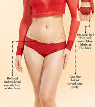 Load image into Gallery viewer, Enamor P141 Low Rise Bikini with Elegant Eyelash Lace and String Detailing for Chic Style
