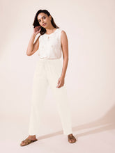 Load image into Gallery viewer, Go Colors Ecru Woven Viscose Casual Pants
