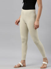 Load image into Gallery viewer, Go Colors Green Mist Cotton Stretch Ankle Length Leggings
