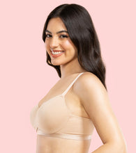 Load image into Gallery viewer, Enamor Innovations CloudSoft, Invisi Neckline Women's Cotton Everyday T-Shirt Lift Bra - Padded, Wired, High Coverage - A132 (Pale Skin)
