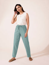 Load image into Gallery viewer, Go Colors Ocean Green Woven Viscose Casual Pants
