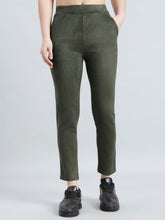 Load image into Gallery viewer, Go Colors Dark Olive Poly Stretch Suede Tregging
