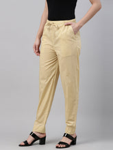 Load image into Gallery viewer, Go Colors Dark Cream Cotton Cambric Cotton Pants
