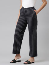 Load image into Gallery viewer, Go Colors Navy Cotton Stripes Cargo Pant
