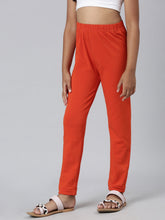 Load image into Gallery viewer, Go Colors Orange Cotton Stretch  Ankle Length Leggings
