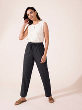 Load image into Gallery viewer, Go Colors Silver Grey Woven Viscose Casual Pants
