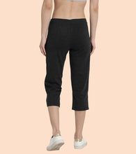 Load image into Gallery viewer, Enamor Mid Rise Capri length Drawstring Closure Lounge Capri for Women - Slim Fit, Soft and Breathable Stretch Cotton - E018 (Charcoalmelange)
