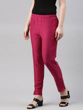 Load image into Gallery viewer, Go Colors Dark Rose Poly Modal Metallic Pants
