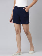 Load image into Gallery viewer, Go Colors Navy Cotton Knit Shorts
