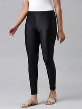 Load image into Gallery viewer, Go Colors Black Nylon Stretch Shimmer Leggings
