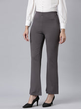 Load image into Gallery viewer, Go Colors Silver Grey Roma Ponte Flared Pant
