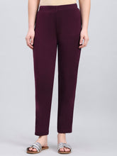Load image into Gallery viewer, Go Colors Dark Purple Cotton Stretch Kurti pants
