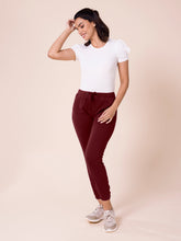 Load image into Gallery viewer, Go Colors Maroon Cotton Poly Stretch Cuffed Joggers
