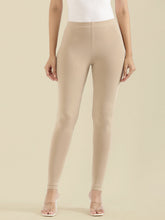 Load image into Gallery viewer, Go Colors Dark Beige Cotton Stretch Ankle Length Leggings
