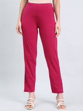 Load image into Gallery viewer, Go Colors Dark Fuchsia Cotton Stretch Kurti Pants
