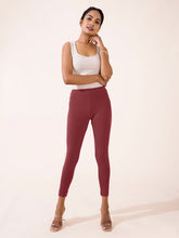 Load image into Gallery viewer, Go Colors Light Maroon Cotton Stretch Ankle Length Leggings
