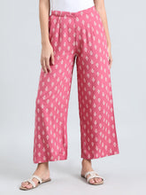 Load image into Gallery viewer, Go Colors Medium Pink Woven Viscose Printed Palazzo
