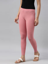 Load image into Gallery viewer, Go Colors Dusty Rose Cotton Stretch Ankle Length Leggings
