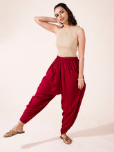 Load image into Gallery viewer, Go Colors Maroon Woven Viscose Harem Dhoti Pant
